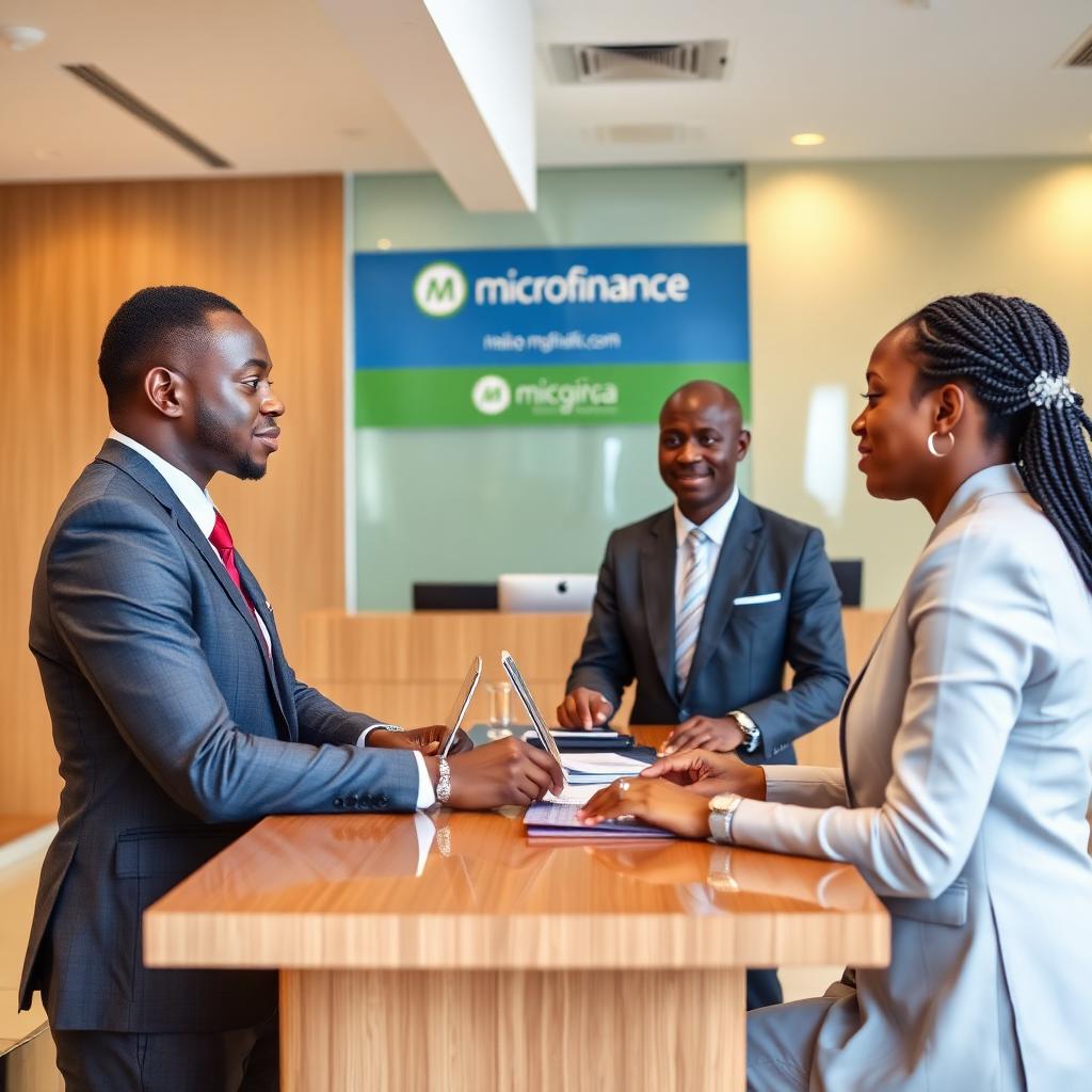NCoS MFB Ltd account officers attending to customers at the banking hall
